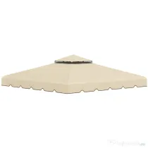 Outsunny Copertina de schimb pentru foisor de gradina cu acoperis cu 2 niveluri, capac din poliester pentru foisor de 3x3m, bej
