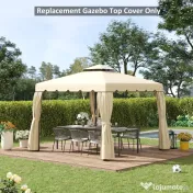 Outsunny Copertina de schimb pentru foisor de gradina cu acoperis cu 2 niveluri, capac din poliester pentru foisor de 3x3m, bej 
