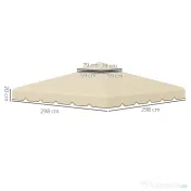 Outsunny Copertina de schimb pentru foisor de gradina cu acoperis cu 2 niveluri, capac din poliester pentru foisor de 3x3m, bej 