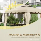 Outsunny Copertina de schimb pentru foisor de gradina cu acoperis cu 2 niveluri, capac din poliester pentru foisor de 3x3m, bej 