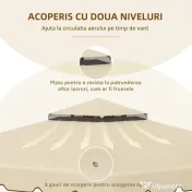 Outsunny Copertina de schimb pentru foisor de gradina cu acoperis cu 2 niveluri, capac din poliester pentru foisor de 3x3m, bej 