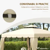 Outsunny Copertina de schimb pentru foisor de gradina cu acoperis cu 2 niveluri, capac din poliester pentru foisor de 3x3m, bej 