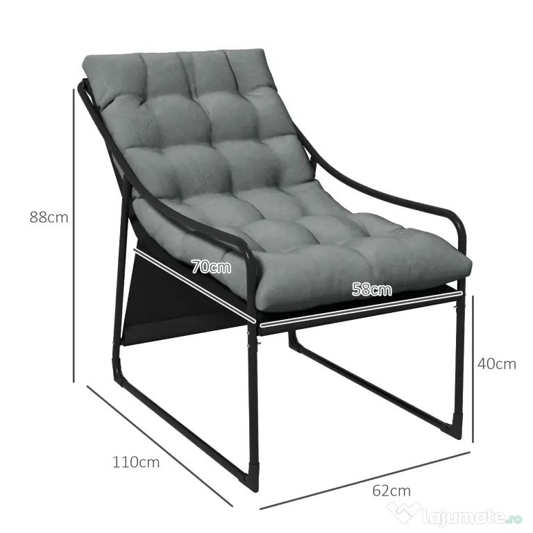 Outsunny Scaun de Gradina cu Perna Groasa, Canapea Mobilier