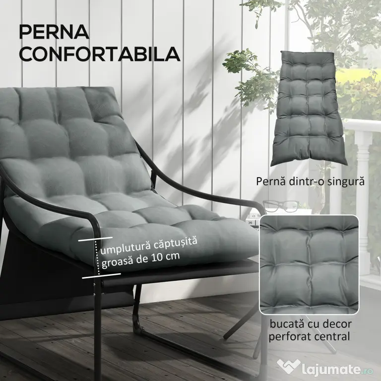 Outsunny Scaun de Gradina cu Perna Groasa, Canapea Mobilier