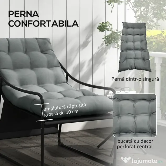 Outsunny Scaun de Gradina cu Perna Groasa, Canapea Mobilier