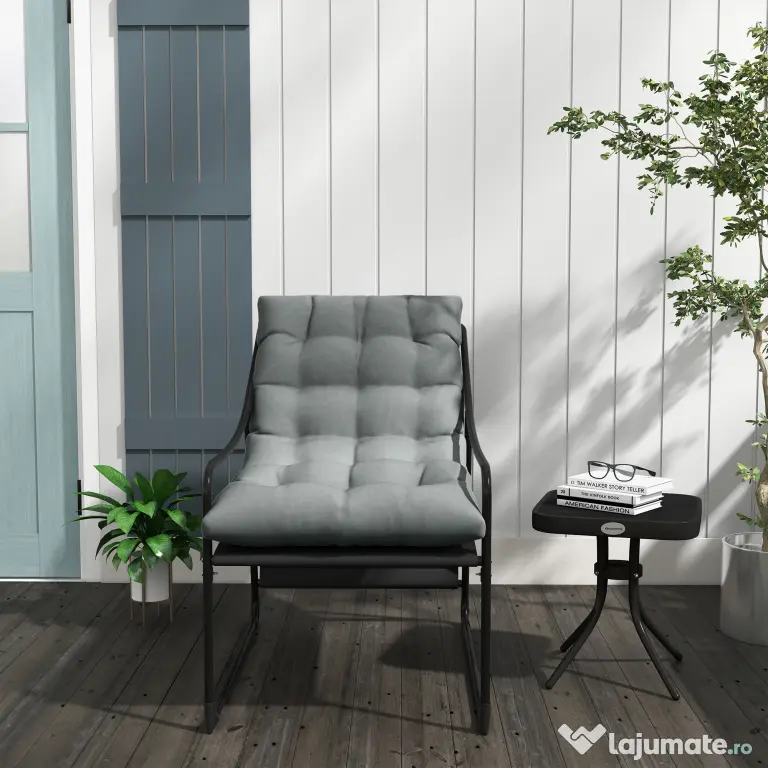 Outsunny Scaun de Gradina cu Perna Groasa, Canapea Mobilier