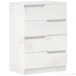 HOMCOM Comodă modernă și minimalistă cu 4 sertare din lemn, 60x40x85 cm, Alb Lucios