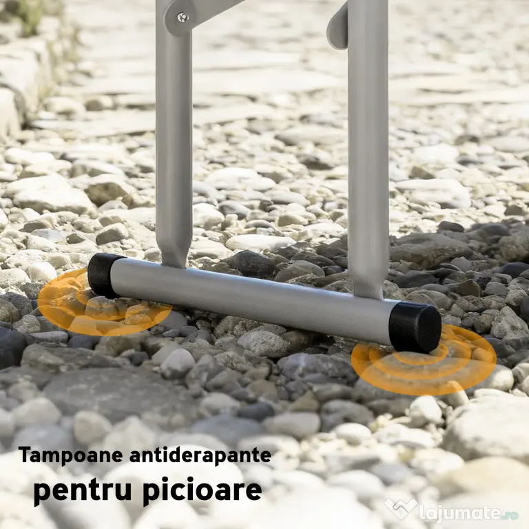 Set Outsunny de picnic pliabil cu 3 piese cu masă și 2 bănci din HDPE și metal, alb și gri deschis