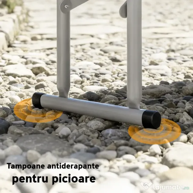 Set Outsunny de picnic pliabil cu 3 piese cu masă și 2 bănci din HDPE și metal, alb și gri deschis