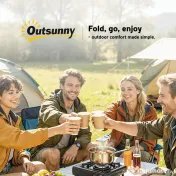 Set Outsunny de picnic pliabil cu 3 piese cu masă și 2 bănci din HDPE și metal, alb și gri deschis