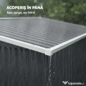 Outsunny Căsuță de Grădină 2.68m² din Oțel Galvanizat cu 3 Uși cu Încuietoare, Căsuță de Depozitare cu Fante de Ventilație, Acoperiș Înclinat și Mănuși, 234x132x185 cm, Gri Închis
