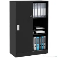 HOMCOM Dulap Birou 80x40x120 cu 3 Rafturi și Ușă Dublă cu Încuietoare pentru Birou sau Salița, Negru 