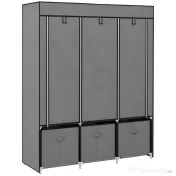 HOMCOM Dulap pliabil din material textil cu sertare și uși rulabile cu fermoar, 125x43x162,5cm, gri închis 