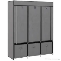 HOMCOM Dulap pliabil din material textil cu sertare și uși rulabile cu fermoar, 125x43x162,5cm, gri închis 