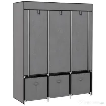 HOMCOM Dulap pliabil din material textil cu sertare și uși rulabile cu fermoar, 125x43x162,5cm, gri închis