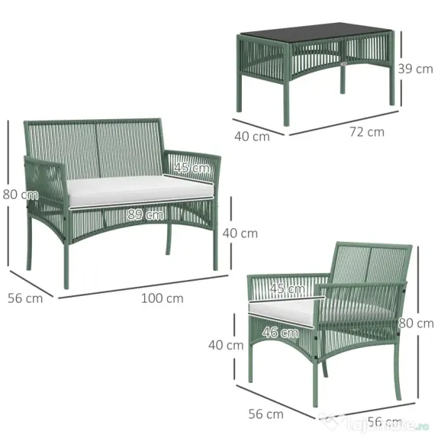 Outsunny Set de Mobilier pentru Curte, Verde inchis