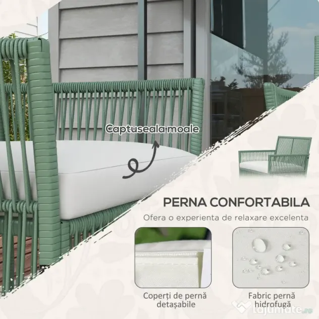 Outsunny Set de Mobilier pentru Curte, Verde inchis