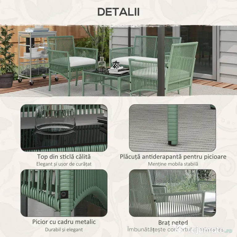 Outsunny Set de Mobilier pentru Curte, Verde inchis