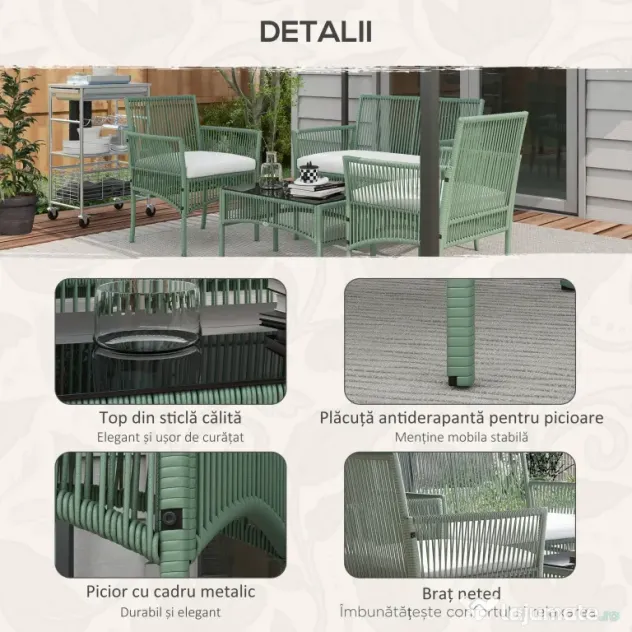 Outsunny Set de Mobilier pentru Curte, Verde inchis
