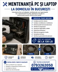 Mentenanță PC și laptop la domiciliu București – curățare și optimizare 