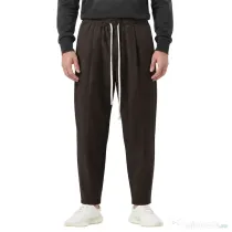 Pantaloni bărbați maro ușor slim cu șnur lung
