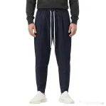 Pantaloni Lungi Ușor Slim Bărbați Bleumarin cu Șnur Lung și Buzunar la Spate