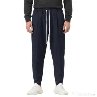 Pantaloni Lungi Ușor Slim Bărbați Bleumarin cu Șnur Lung și Buzunar la Spate