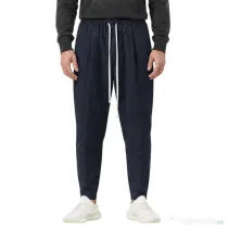 Pantaloni Lungi Ușor Slim Bărbați Bleumarin cu Șnur Lung și Buzunar la Spate