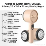 Aparat de îndepărtat scame, CREWEL, 7.8 x 19.5 x 7.2 cm, Plastic, Bej