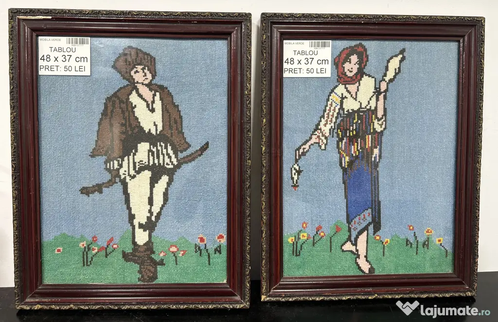 9 buc Tablou Vintage si Decorative cu Rama; Lucrari artistice, Broderii, Arta