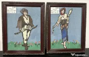 9 buc Tablou Vintage si Decorative cu Rama; Lucrari artistice, Broderii, Arta