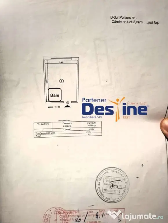 Cameră cămin 16 mp baie proprie mobilat și utilată re...