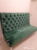 Canapea cu 2 fotolii verde smarald si Set 6 scaune se pot vinde separat