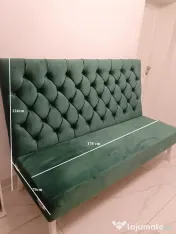 Canapea cu 2 fotolii verde smarald si Set 6 scaune se pot vinde separat 