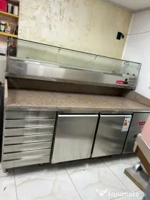 Vand masa pizza inox,blat granit + Vitrina frigorifica. Stare impecabila