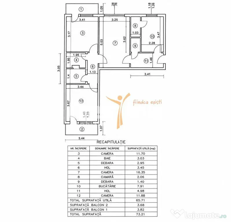 Apartament de vânzare, zona PODU ROȘ, 3 camere, semidec... - Iasi (Iasi)