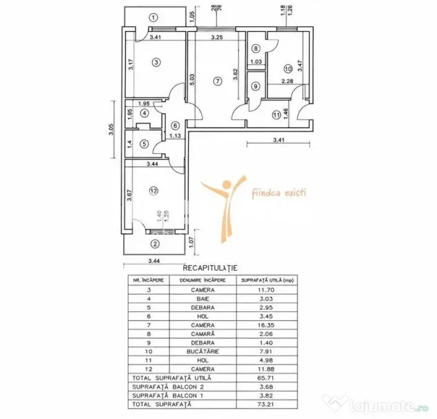 Apartament de vânzare, zona PODU ROȘ, 3 camere, semidec... - Iasi (Iasi)