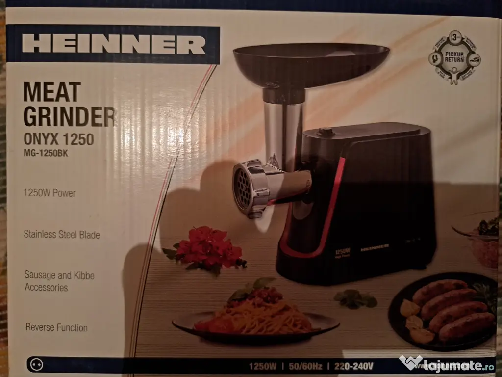 Masina de tocat carne Heinner Onyx 1250 MG-1250BK, NOUA la cutie