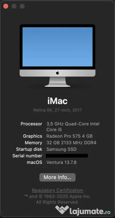Apple iMac 27″ 5K 1 TB SSD, 32 GB (2017)