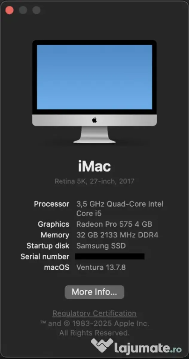 Apple iMac 27″ 5K 1 TB SSD, 32 GB (2017)