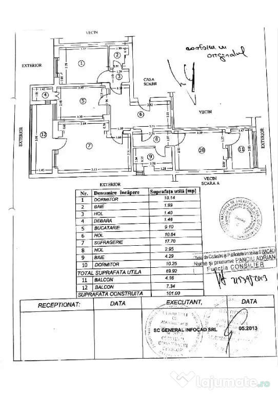 Centru (V.Alecsandri) apartament 3 camere/2bai/2balcoane/82mp/et.3 - Bacau (Bacau)