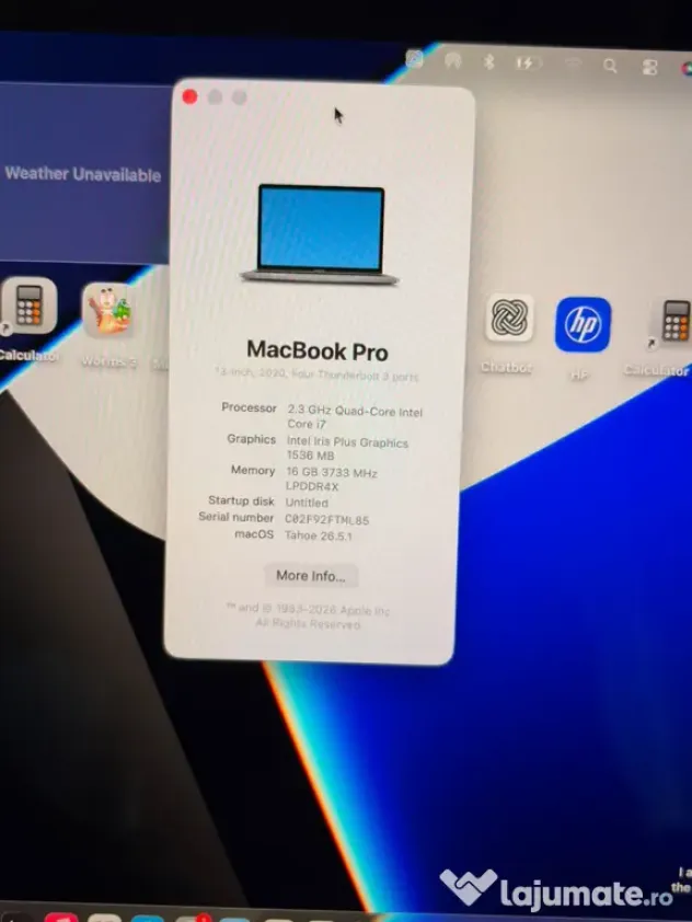 MacBook Pro 13-inch, model 2020 Touch Bar i7