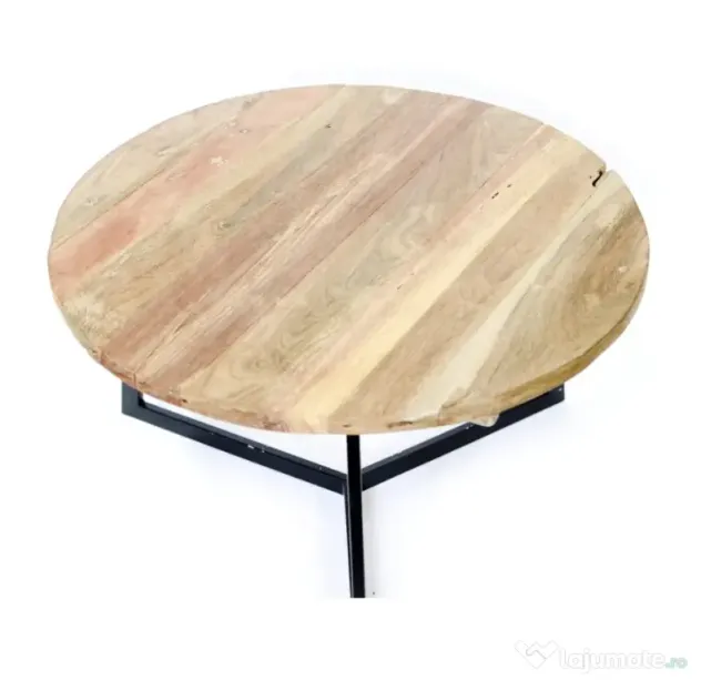 Masuta Rotunda din Lemn si Metal - E