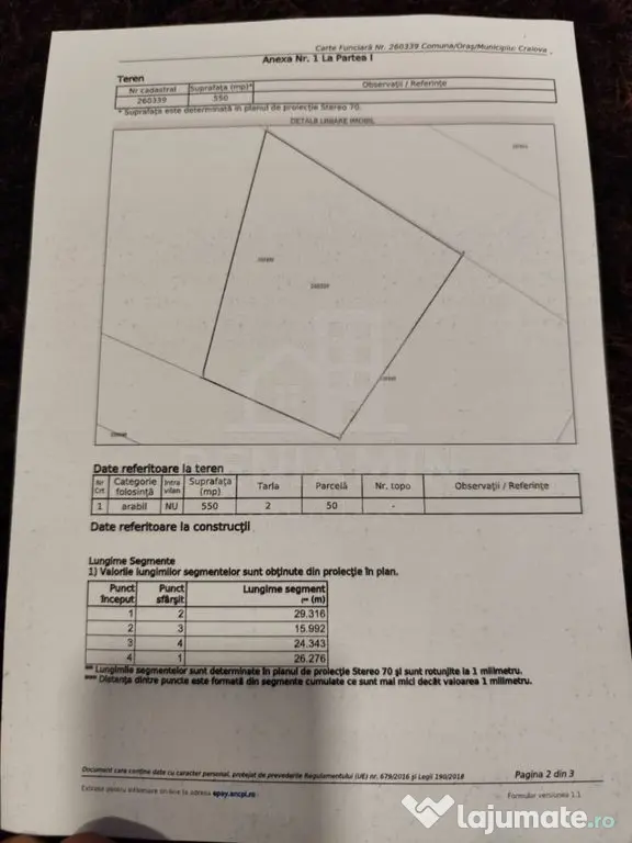Teren de vanzare in Popoveni loturi de 550mp deschidere mare - Craiova (Dolj)