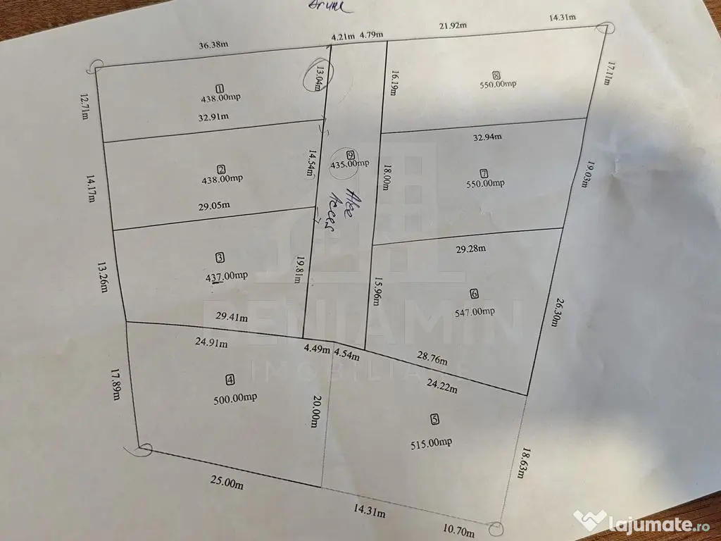Teren de vanzare in Popoveni loturi de 550mp deschidere mare - Craiova (Dolj)