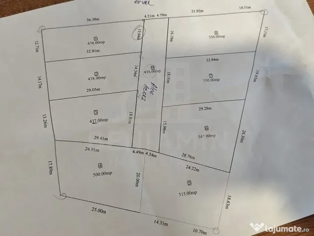 Teren de vanzare in Popoveni loturi de 550mp deschidere mare - Craiova (Dolj)