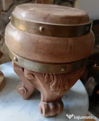Taburet sau scaun tip butoias cu picioare sculptate "labe de leu" 40 cm. 