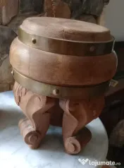 Taburet sau scaun tip butoias cu picioare sculptate "labe de leu" 40 cm. 
