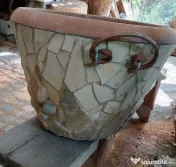 Jardiniera ghiveci mare cu placaj de piatra sparta 45 cm. diametru
