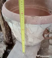 Jardiniera ghiveci mare cu placaj de piatra sparta 45 cm. diametru